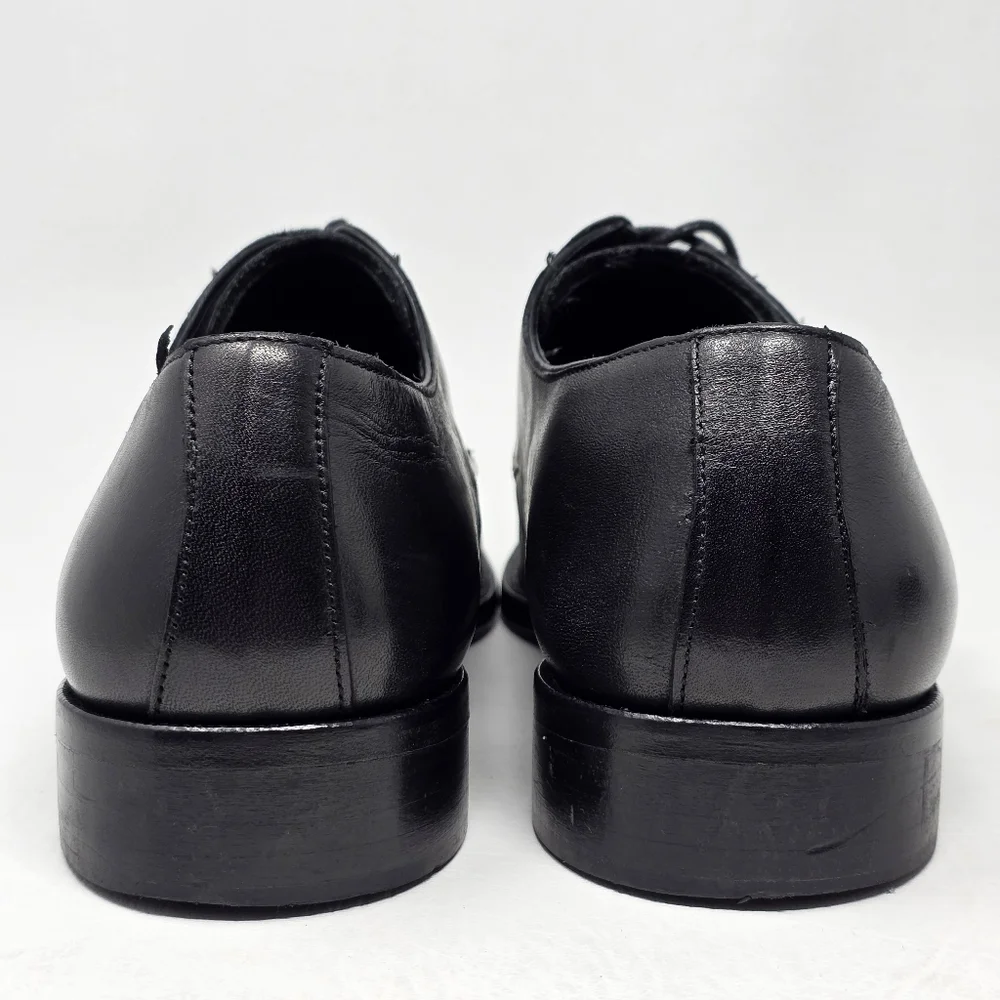 Marco Vittorio Plain-Toe Dress Shoe Men Sz 7.5 Black Lace Made In Italy Preowned